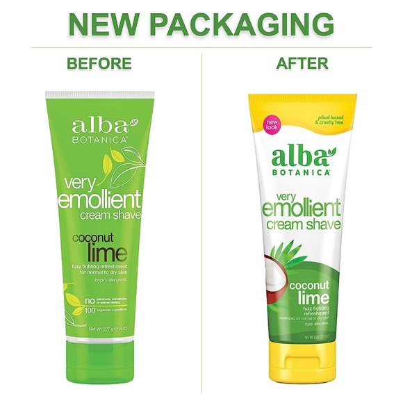 Alba Botanica Very Emollient Cream Shave, Coconut Lime - Picture 2 of 5